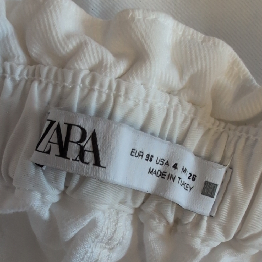 Zara White Stretch Waist High Waisted Jeans 4                               M470 - Picture 6 of 6